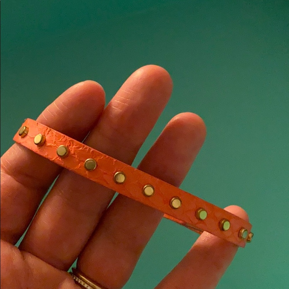 J Crew Pink Leather and gold tone bracelet